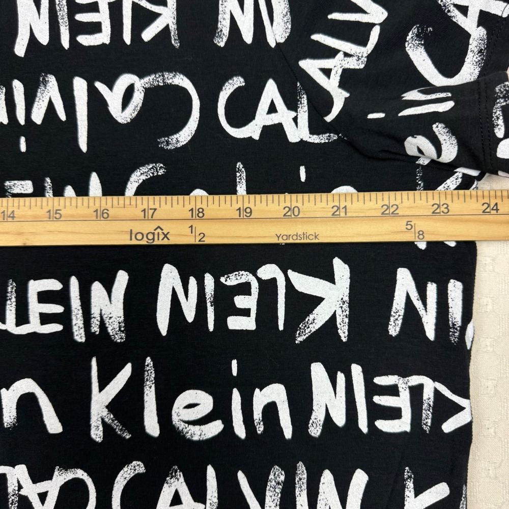 NWT Calvin Klein Performance Spellout Logo All Over Print T-Shirt Women 3X Black - Picture 8 of 10